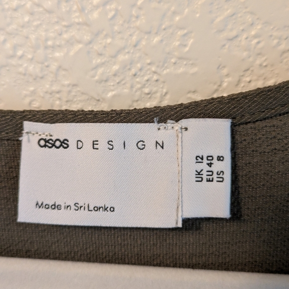 Asos Design Women's Olive Green V-Neck Top - Picture 3 of 4